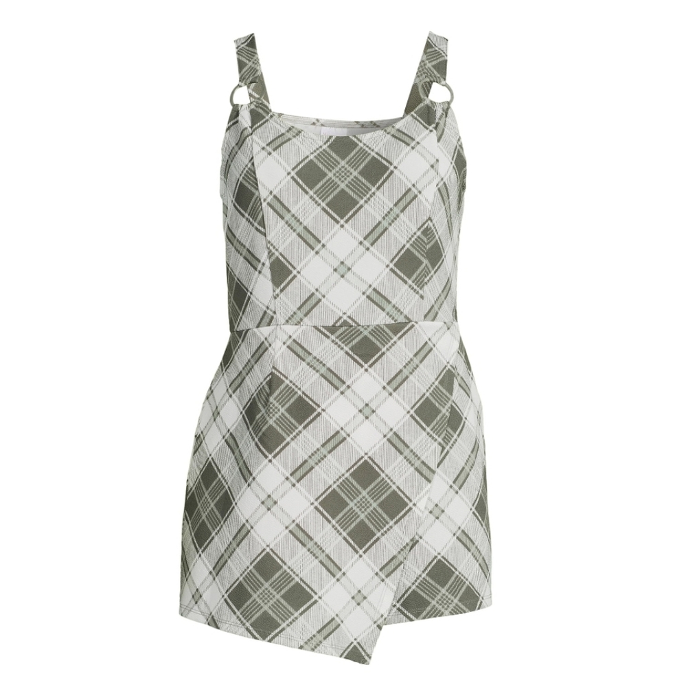 NWT No Boundaries Juniors Plaid Romper - Picture 2 of 5